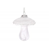 Прикраса скло "Гриб" 7х8см,прозорий з білим бісером №115-205/Bonadi/