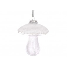 Прикраса скло "Гриб" 7х8см,прозорий з білим бісером №115-205/Bonadi/