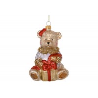 Прикраса скло "Ведмедик з подарунками" 13см №NY29-528/Bonadi/