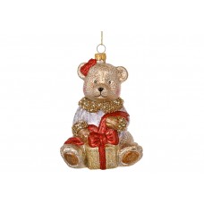 Прикраса скло "Ведмедик з подарунками" 13см №NY29-528/Bonadi/