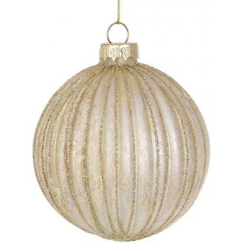 Куля скло 8см з гліттером,шампань антик №108-915/Bonadi/(12)