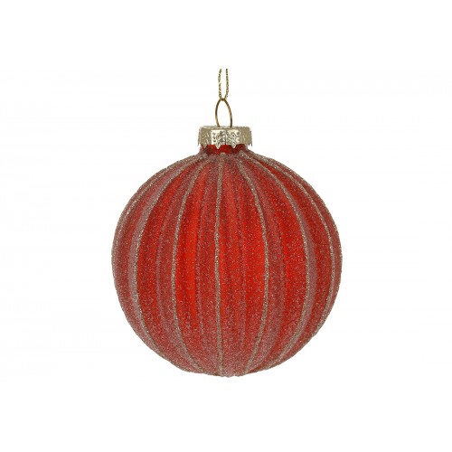 Куля скло 8см з ефектом льоду,червоний №108-851/Bonadi/(12)