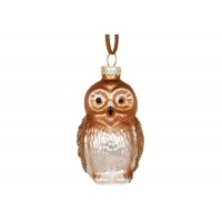 Прикраса скло "Сова" 4,6х3,9х8см,коричневий №115-244/Bonadi/