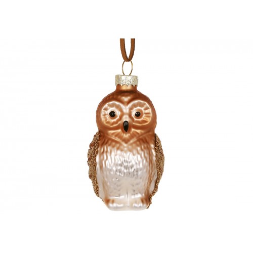 Прикраса скло "Сова" 4,6х3,9х8см,коричневий №115-244/Bonadi/