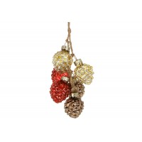 Набір прикрас скло "Шишка" 3х4х11см 6шт,золото,червоний,шоколадний №108-929/Bonadi/