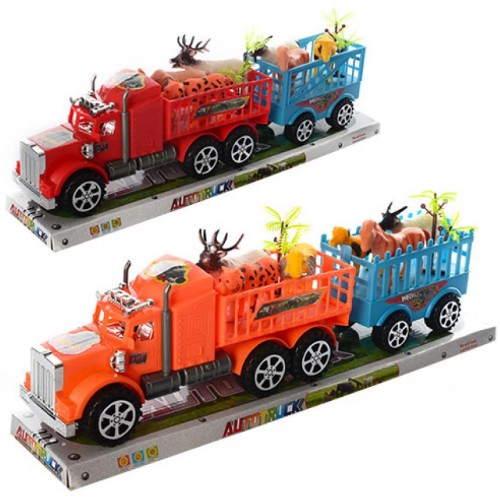 Трейлер інер-ий 42см,з причепом,тварини 6шт,2 кольори,в слюді,45х14х78см 906-270(48)