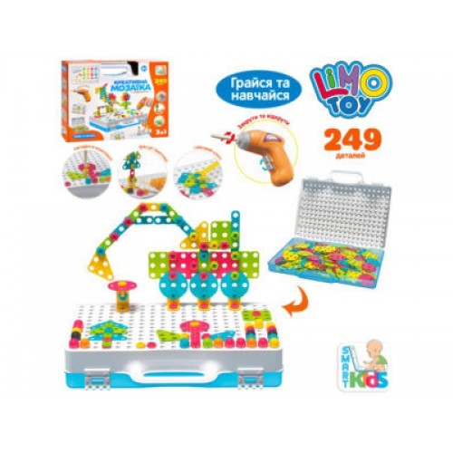 Мозаїка на шурупах,викрутка,249дет.,у валізі,31х24,5х6,5см M5590(16)