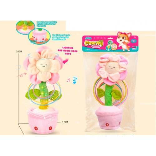 М'яка ігр. "Квітка у горщику" 34см,рухлива,муз,світ,акум,USBзарядне,в кульку26х44х11см