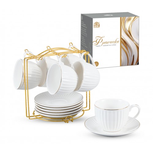 Сервіз чайний керам. 12предм. (6чаш. 230мл+6бл. 14см) "Франческа" на стійці №15221-00/S&T/