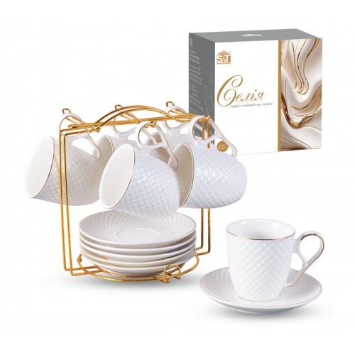 Сервіз чайний керам. 12предм. (6чаш. 200мл+6бл. 14см) "Селія" на стійці №15222-00/S&T/(8)