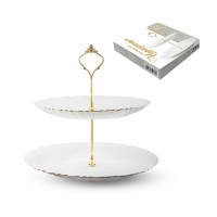 Цукерниця керам. 2-х ярусна золотий кант, біла 10',8' №30088-00/S&T/(12)
