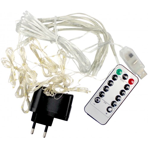 Гірлянда-штора електрич. Роса 144LED білий теплий L-1,8 H-1,2м,USB ,пульт 1931-07(50)