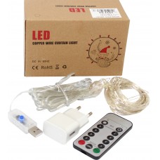 Гірлянда-штора електрична Роса 144 LED USB, пульт, bluetooth, біла L-1,8 H-1,2 м 1931-03