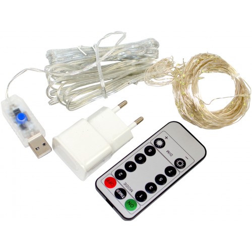 Гірлянда-штора електрична Роса 144 LED USB, пульт, bluetooth, біла L-1,8 H-1,2 м 1931-03