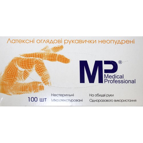 Рукавиці латексні "Medical Profesional" неопудрені L (100шт)(10)