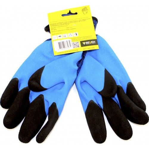 Рукавиці утеплені "Seven" сині з подвійним спіненим синьо-чорним покриттям №FLL9320
