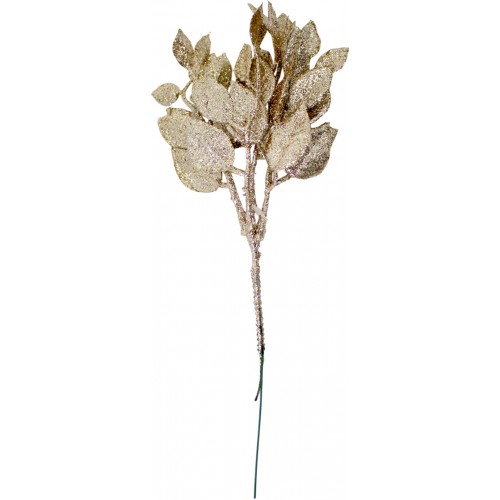 Гілка з листям у глітері 29см шампань №H39-053/Bonadi/(96)