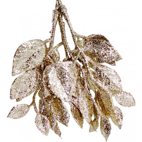 Гілка з листям у глітері 29см шампань №H39-053/Bonadi/(96)