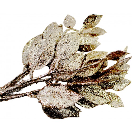 Гілка з листям у глітері 29см шампань №H39-053/Bonadi/(96)