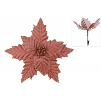 Пуансетія 18см на кліпсі,персикова №333-524/Bonadi/