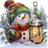 Серветки столові ТМ "La Fleur" 2-х шарові (16шт) НР Ліхтар сніговика(16)