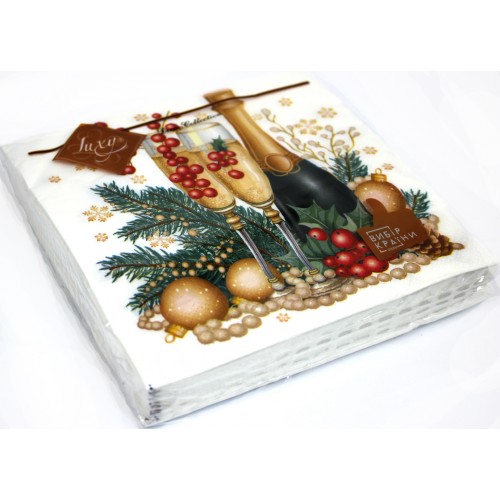 Серветки столові ТМ "Luxy" 3-х шарові (18шт) НР Новорічне святкування(16)