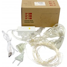 Гірлянда-штора електрич. Роса 100LED USB 20ліній білий теплий L-3м H-0,6м 1935-07(100)