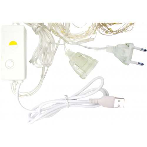 Гірлянда-штора електрич. Роса 100LED USB 20ліній білий теплий L-3м H-0,6м 1935-07(100)