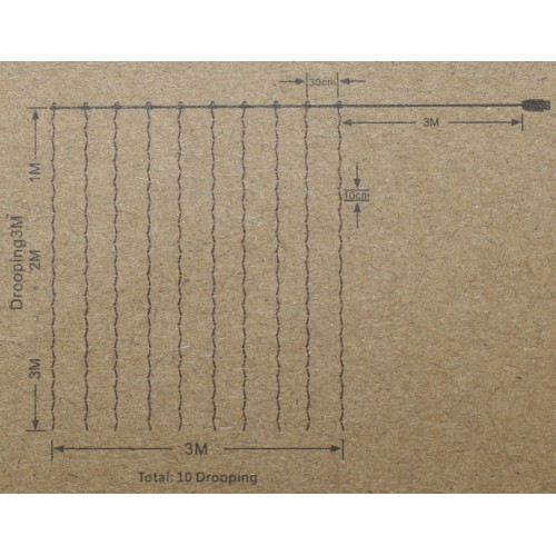 Гірлянда-штора електрич. Роса 100LED USB 20ліній білий теплий L-3м H-0,6м 1935-07(100)