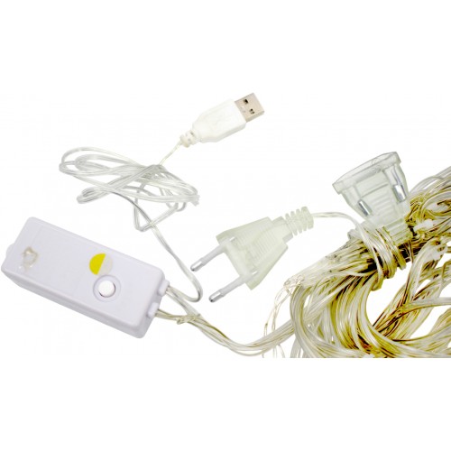 Гірлянда електрич. на бат-ці Роса 200LED білий теплий L-3мх2м 1564-07(30)