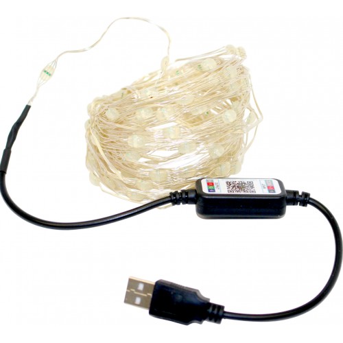 Гірлянда-водоспад електрич. Роса 100LED USB l-10м керування смарфоном, RGB 104 19071-88