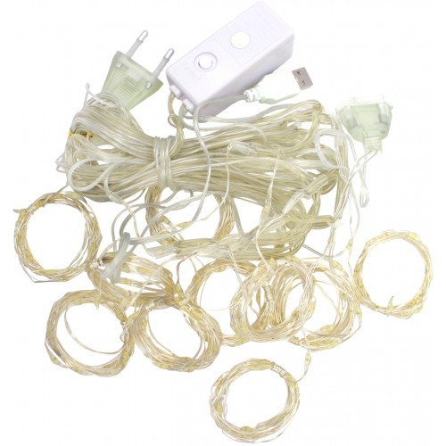 Гірлянда-водоспад електрич. 200LED білий,L-3м H-2м реле 8режимів USB 1564-03(30)