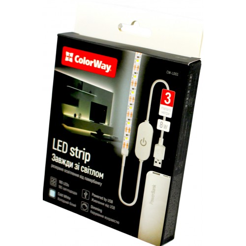 LED стрічка ColorWay USB холодний білий L-3м №CW-LD03