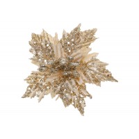 Пуансетія 17см оксамитова в паєтках,шампань №H39-175/Bonadi/(1)(60)