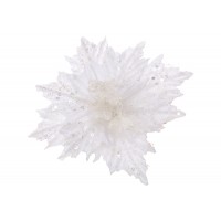 Пуансетія 17см оксамитова в паєтках,білий №H39-177/Bonadi/(1)(60)