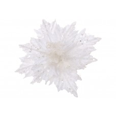Пуансетія 17см оксамитова в паєтках,білий №H39-177/Bonadi/(1)(60)