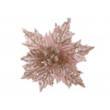 Пуансетія 17см оксамитова в паєтках,рожевий №H39-178/Bonadi/(1)(60)