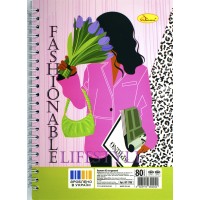 Блокнот пруж. бок. А5 80арк. кліт. карт. Апельсин подв. пруж.,лак АП-1708