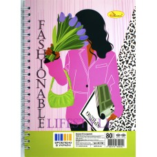 Блокнот пруж. бок. А5 80арк. кліт. карт. Апельсин подв. пруж.,лак АП-1708