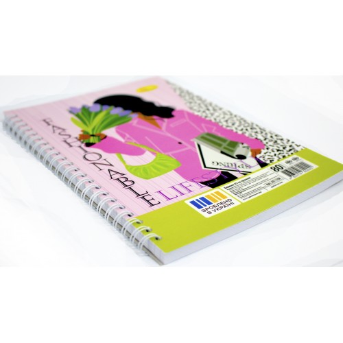 Блокнот пруж. бок. А5 80арк. кліт. карт. Апельсин подв. пруж.,лак АП-1708