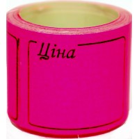 Цінник клейкий в рул. F 3м Ціна з рамкою 29х36мм малиновий