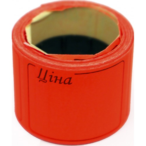 Цінник клейкий в рул. F 3м Ціна з рамкою 29х36мм червоний