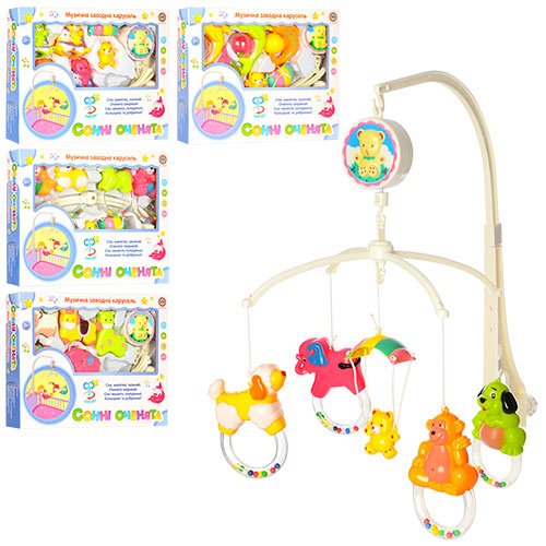 Карусель на ліжечко муз.,5 видів,в кор-ці,32х25х5см №M1177U/R(36)