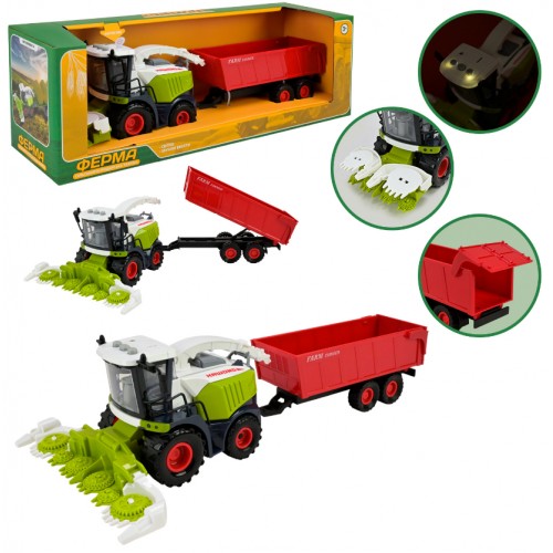 Комбайн з причепом,світ.,звук,в кор-ці 43,5х13х14,5см №AP9925 КІ