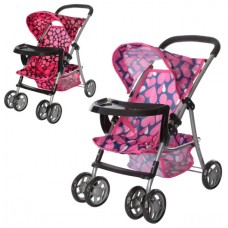 Коляска для ляльок металева 4 колеса, передні поворотні, козирок, кошик, столик (4) 9304BWT/025