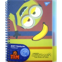 Блокнот А5 80арк. кліт. пласт. обкл.,софт-тач Minions №765739/Yes/(40)