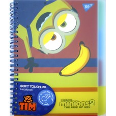 Блокнот А5 80арк. кліт. пласт. обкл.,софт-тач Minions №765739/Yes/(40)