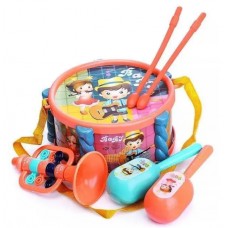 Набір муз. інструментів: барабан,маракаси,дудка,брязкальце,в кульку,27х33см №733A-133