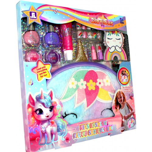 Набір косметики: помада,блиск для губ,лак для нігтів,нігті,косметичка,в кор-ці,26х2,5х27см