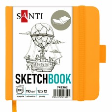 Скетчбук 100/110 120х120мм тв.обкл. PU, жовтий №743362/Santi/(20)
